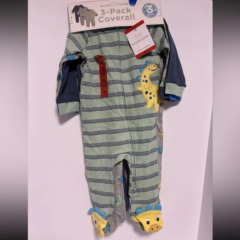 Koala Kids Striped Dinosaur Footie